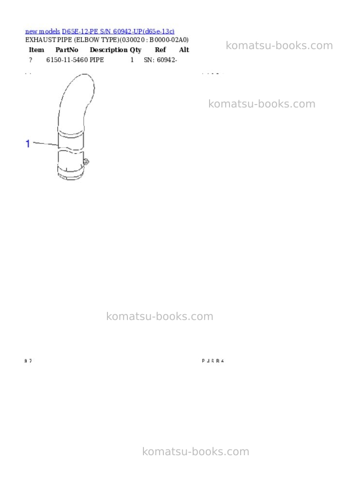 Komatsu D65E-12-PE S/N 60942-UP Parts catalog cover Page 2 Komatsu D65E-12-PE S/N 60942-UP Parts catalog cover Page 2