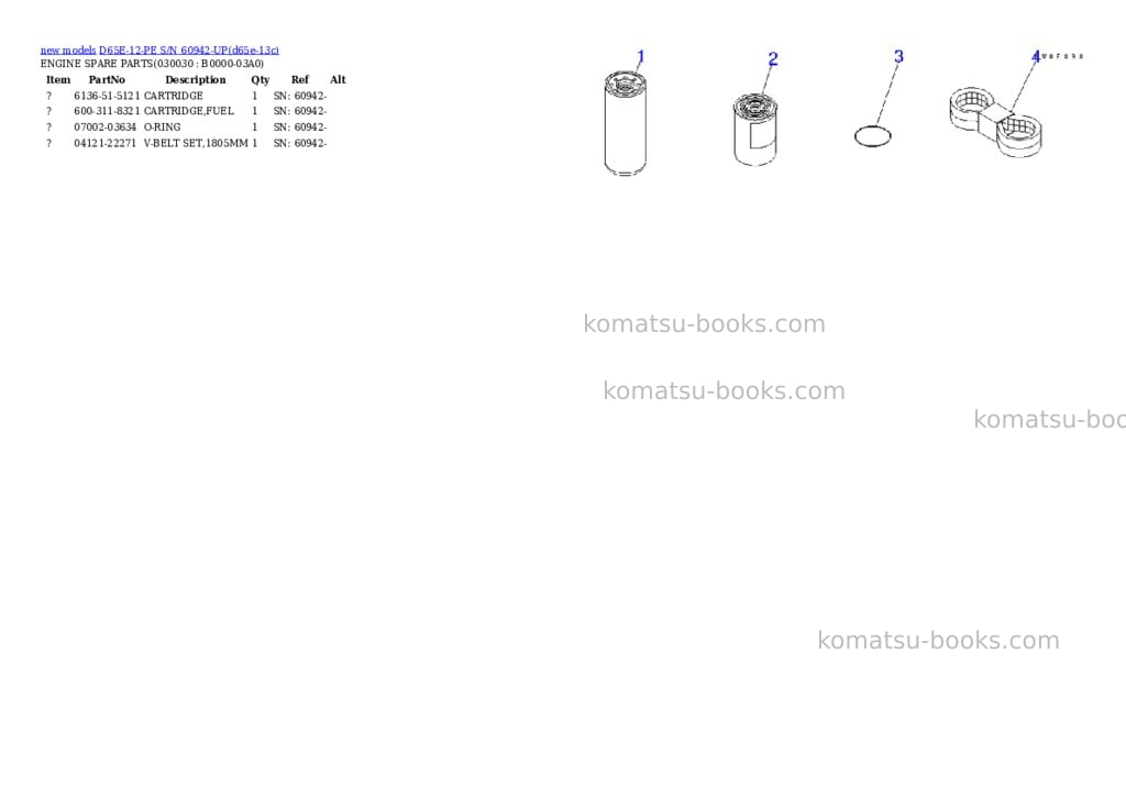 Komatsu D65E-12-PE S/N 60942-UP Parts catalog cover Page 3 Komatsu D65E-12-PE S/N 60942-UP Parts catalog cover Page 3