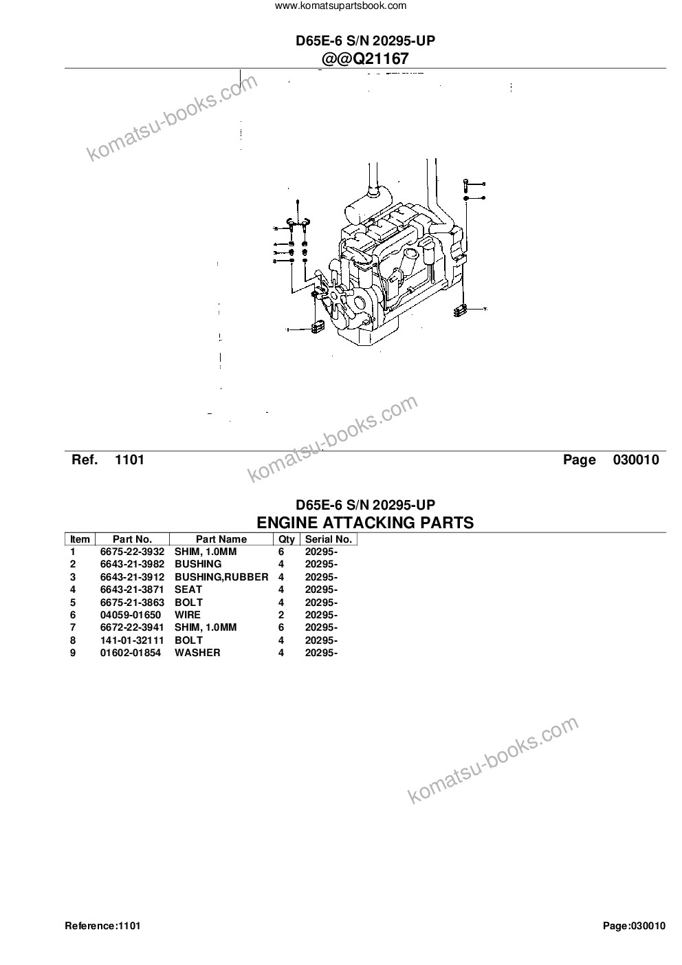 Komatsu d65e-6 s/n 20295-up Parts catalog cover Page 3