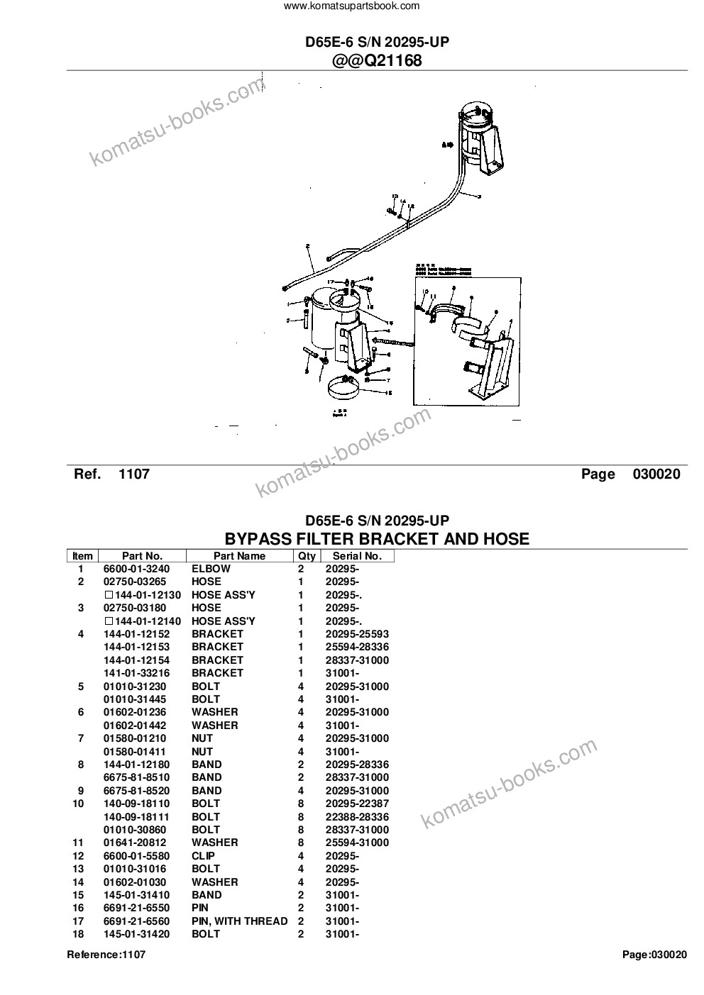 Komatsu d65e-6 s/n 20295-up Parts catalog cover Page 4