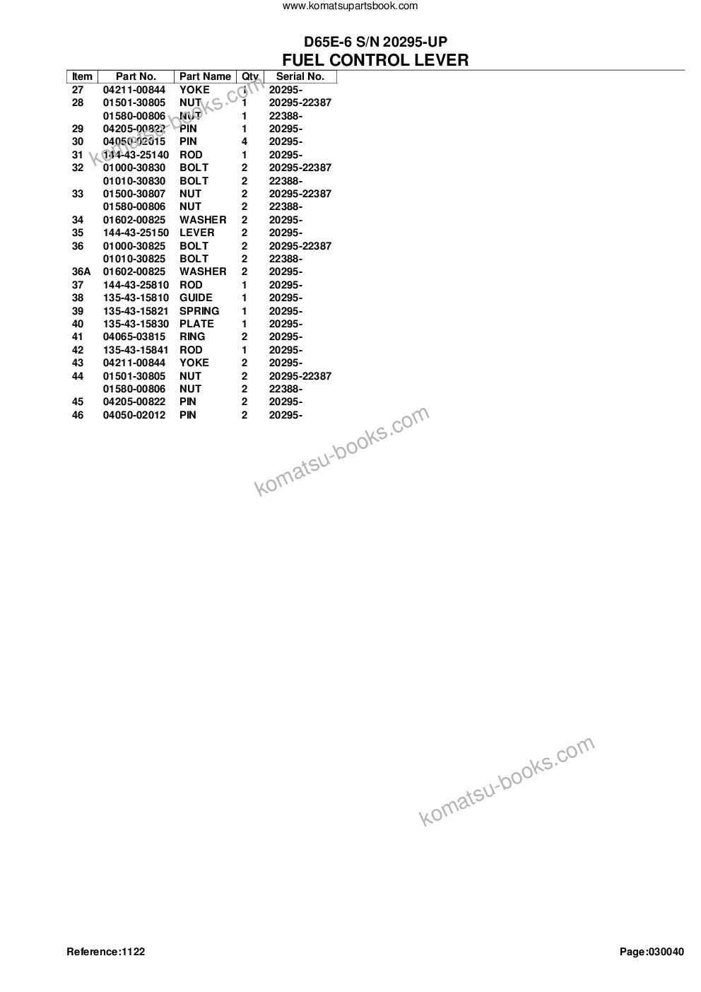 Komatsu d65e-6 s/n 20295-up Parts catalog cover Page 8