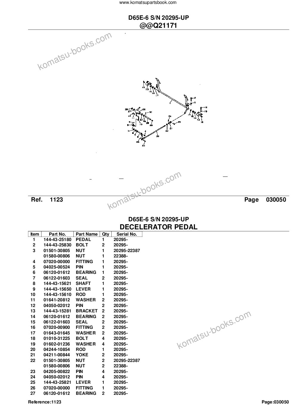 Komatsu d65e-6 s/n 20295-up Parts catalog cover Page 9