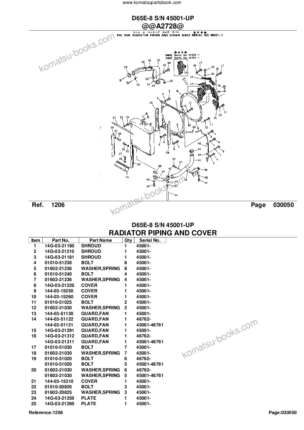 Komatsu d65e-8 s/n 45001-up Parts catalog cover Page 10