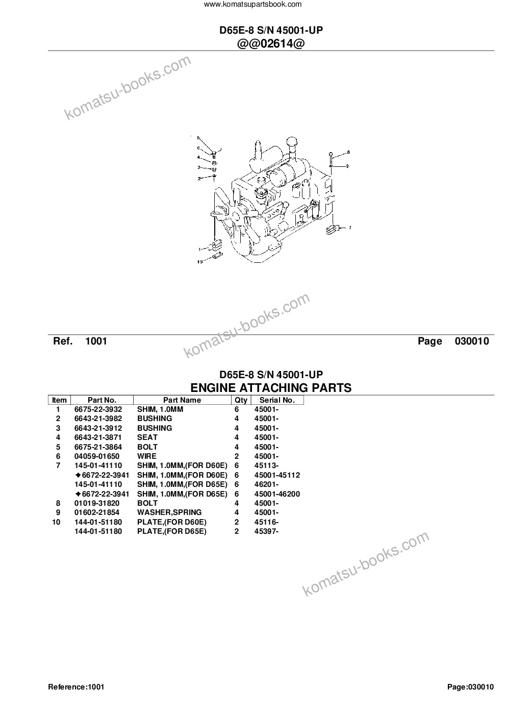 Komatsu d65e-8 s/n 45001-up Parts catalog cover Page 3