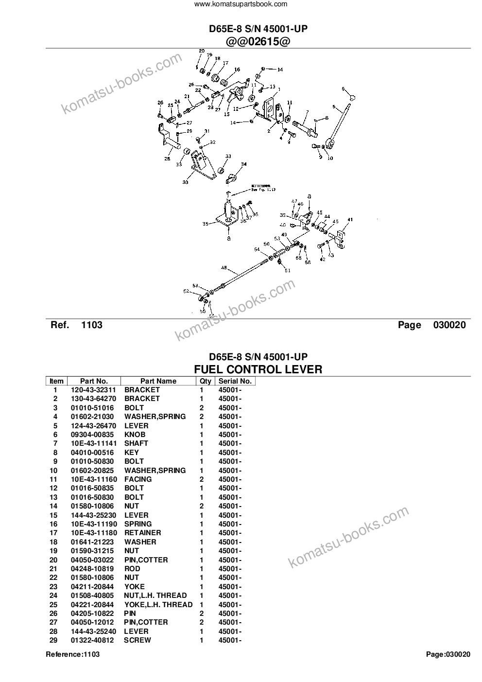 Komatsu d65e-8 s/n 45001-up Parts catalog cover Page 4