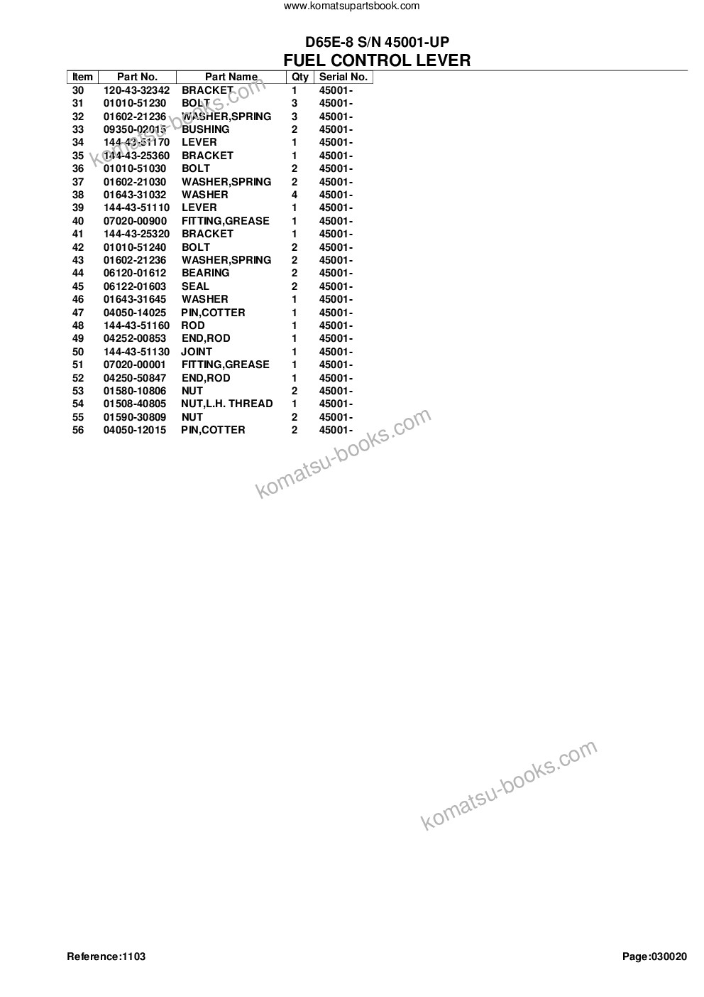 Komatsu d65e-8 s/n 45001-up Parts catalog cover Page 5