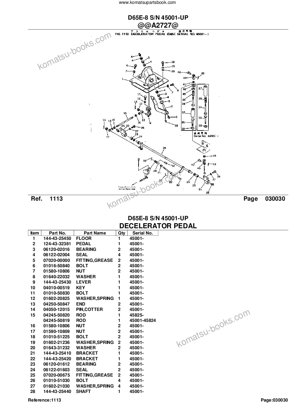 Komatsu d65e-8 s/n 45001-up Parts catalog cover Page 6