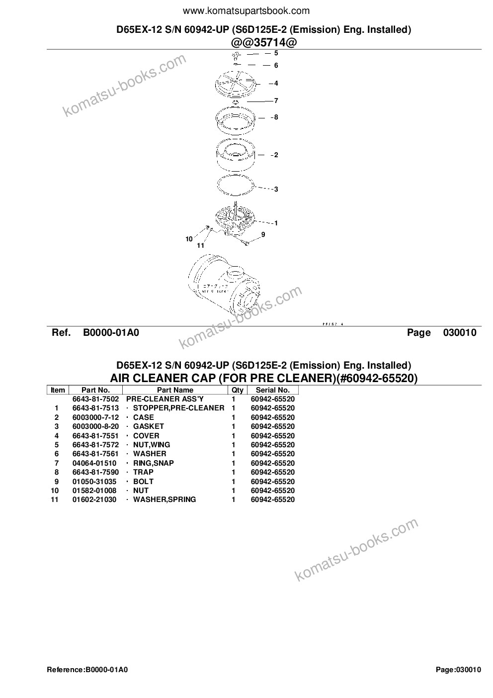 Komatsu d65ex-12 s/n 60942-up s6d125e-2 emission eng. installed Parts catalog cover Page 3 Komatsu d65ex-12 s/n 60942-up s6d125e-2 emission eng. installed Parts catalog cover Page 3