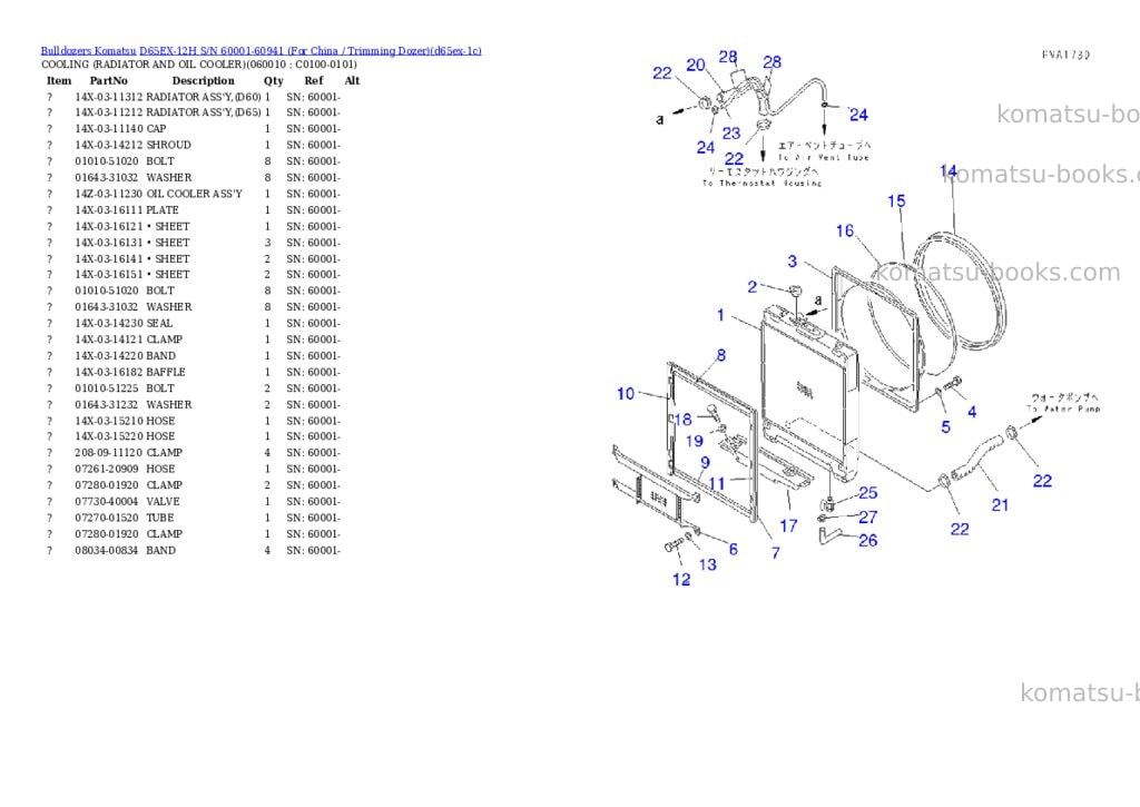 Komatsu d65ex-12h s/n 60001-60941 for china / trimming dozer Parts catalog cover Page 3