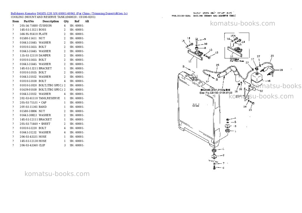 Komatsu d65ex-12h s/n 60001-60941 for china / trimming dozer Parts catalog cover Page 4