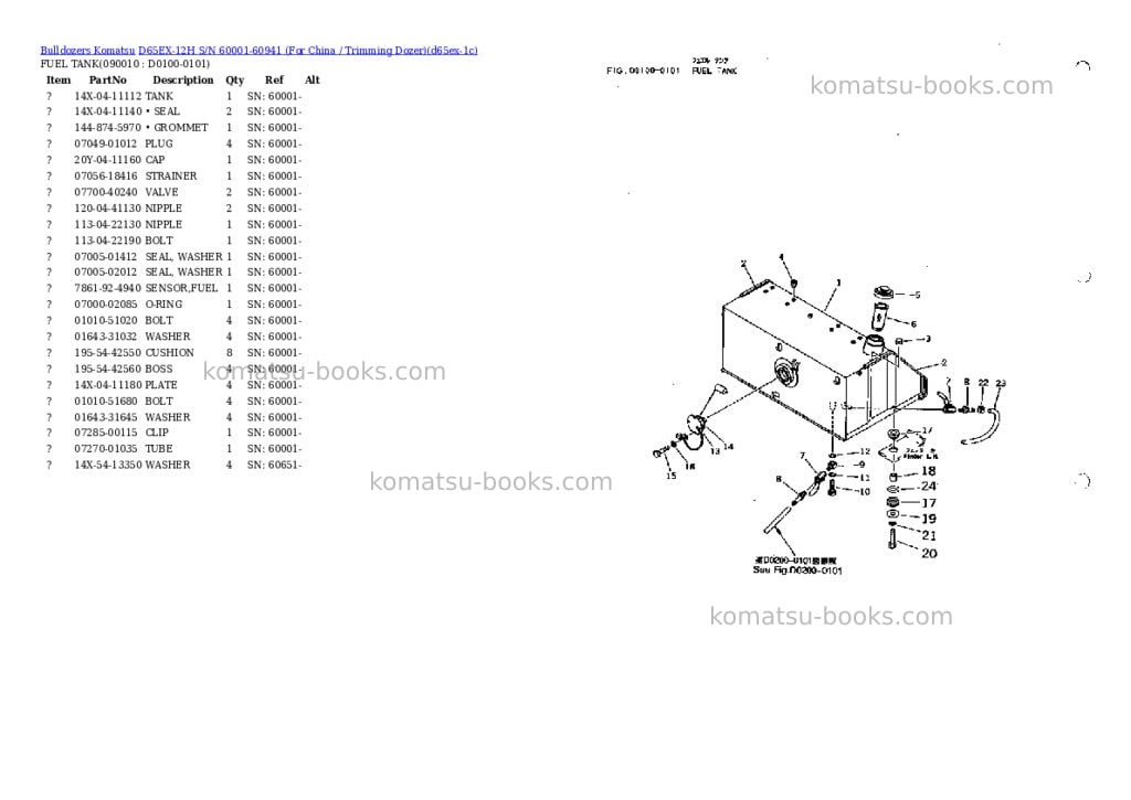 Komatsu d65ex-12h s/n 60001-60941 for china / trimming dozer Parts catalog cover Page 5