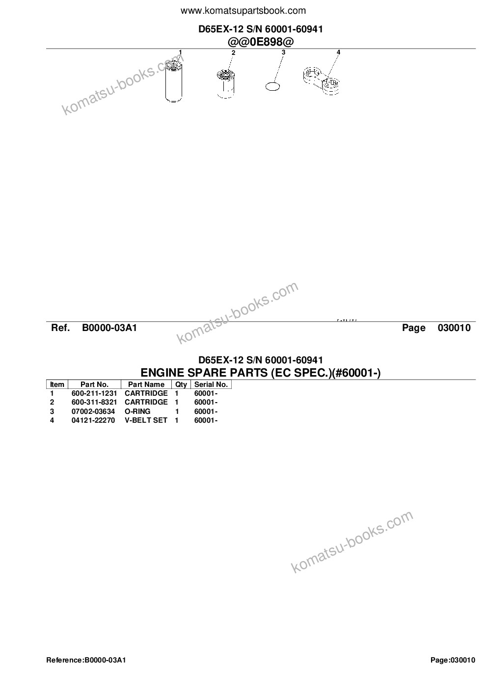 Komatsu D65EX-12 S/N 60001-60941 Parts catalog cover Page 3