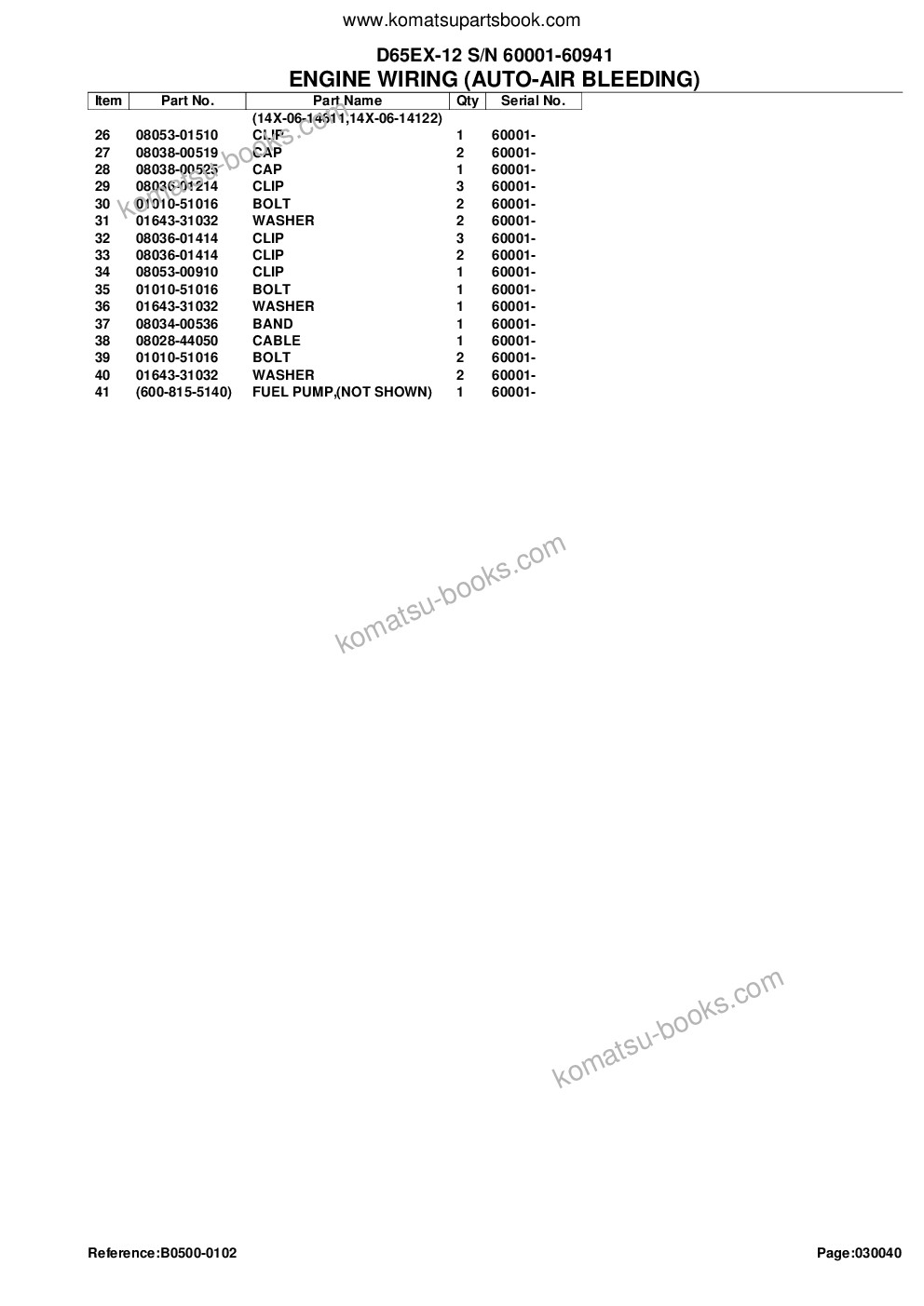 Komatsu D65EX-12 S/N 60001-60941 Parts catalog cover Page 8