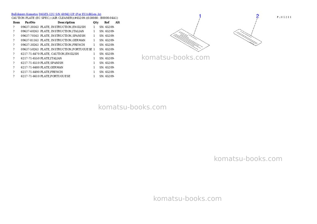 Komatsu d65ex-12u s/n 60942-up for eu Parts catalog cover Page 7 Komatsu d65ex-12u s/n 60942-up for eu Parts catalog cover Page 7