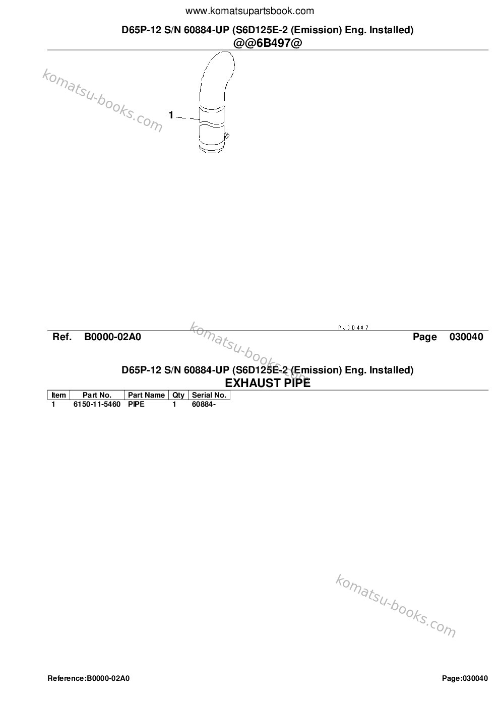 Komatsu d65p-12 s/n 60884-up s6d125e-2 emission eng. installed Parts catalog cover Page 6 Komatsu d65p-12 s/n 60884-up s6d125e-2 emission eng. installed Parts catalog cover Page 6