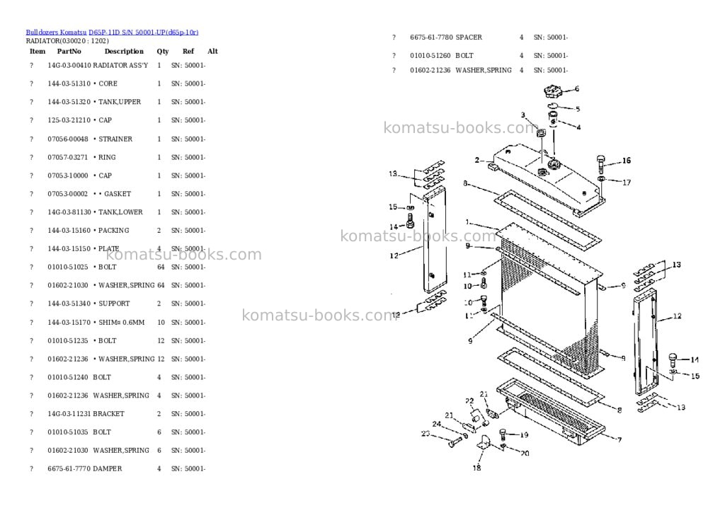 Komatsu d65p-11d s/n 50001-up Parts catalog cover