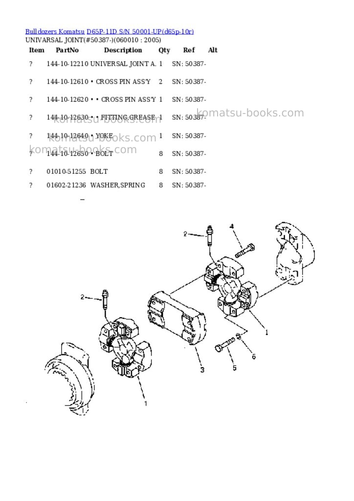 Komatsu d65p-11d s/n 50001-up Parts catalog cover Page 10