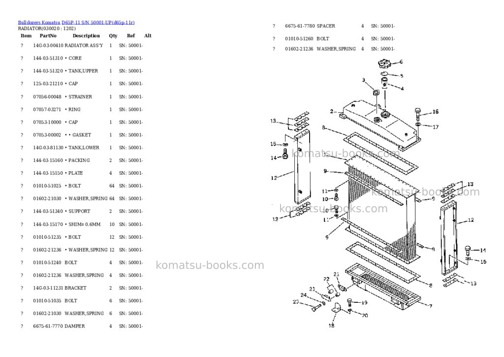Komatsu d65p-11 s/n 50001-up Parts catalog cover