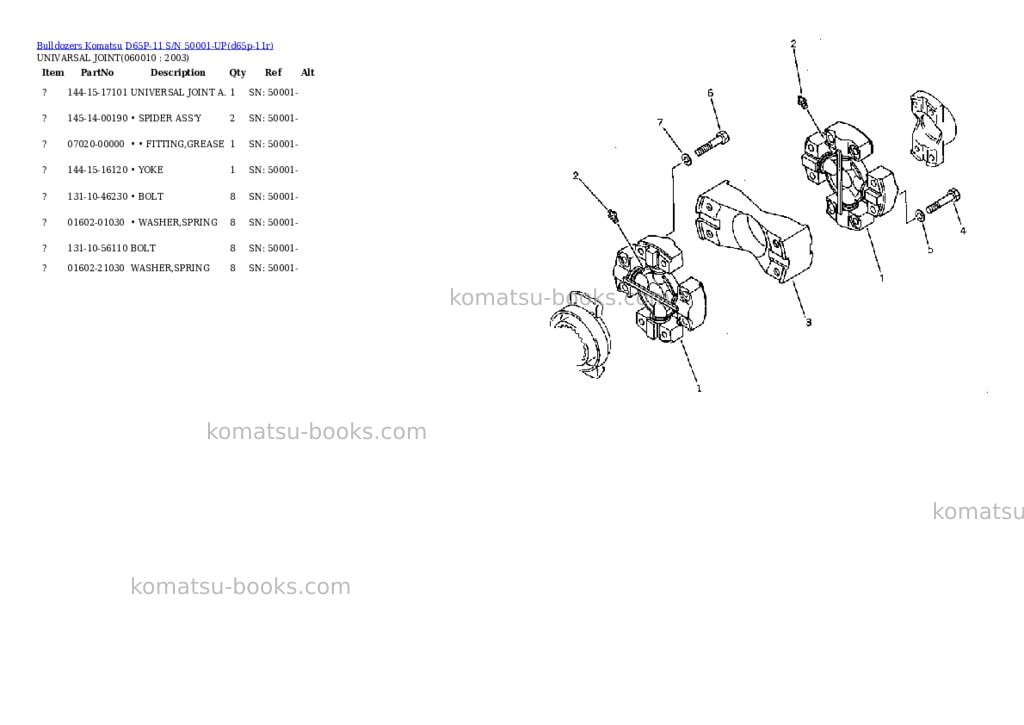 Komatsu d65p-11 s/n 50001-up Parts catalog cover Page 10
