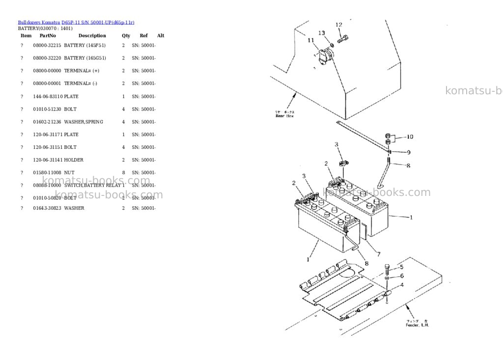 Komatsu d65p-11 s/n 50001-up Parts catalog cover Page 6