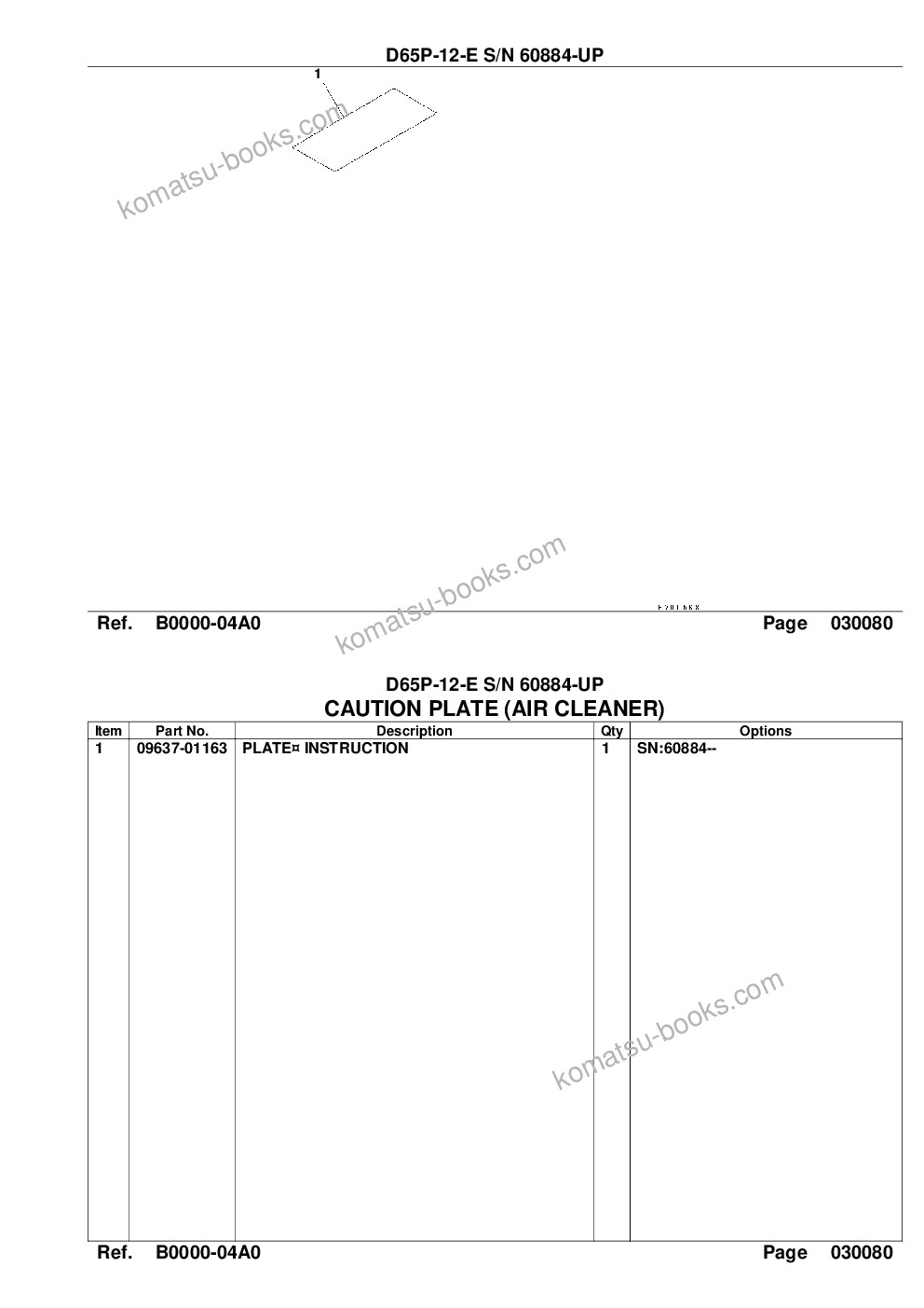 Komatsu d65p-12-e s/n 60884-up Parts catalog cover Page 10