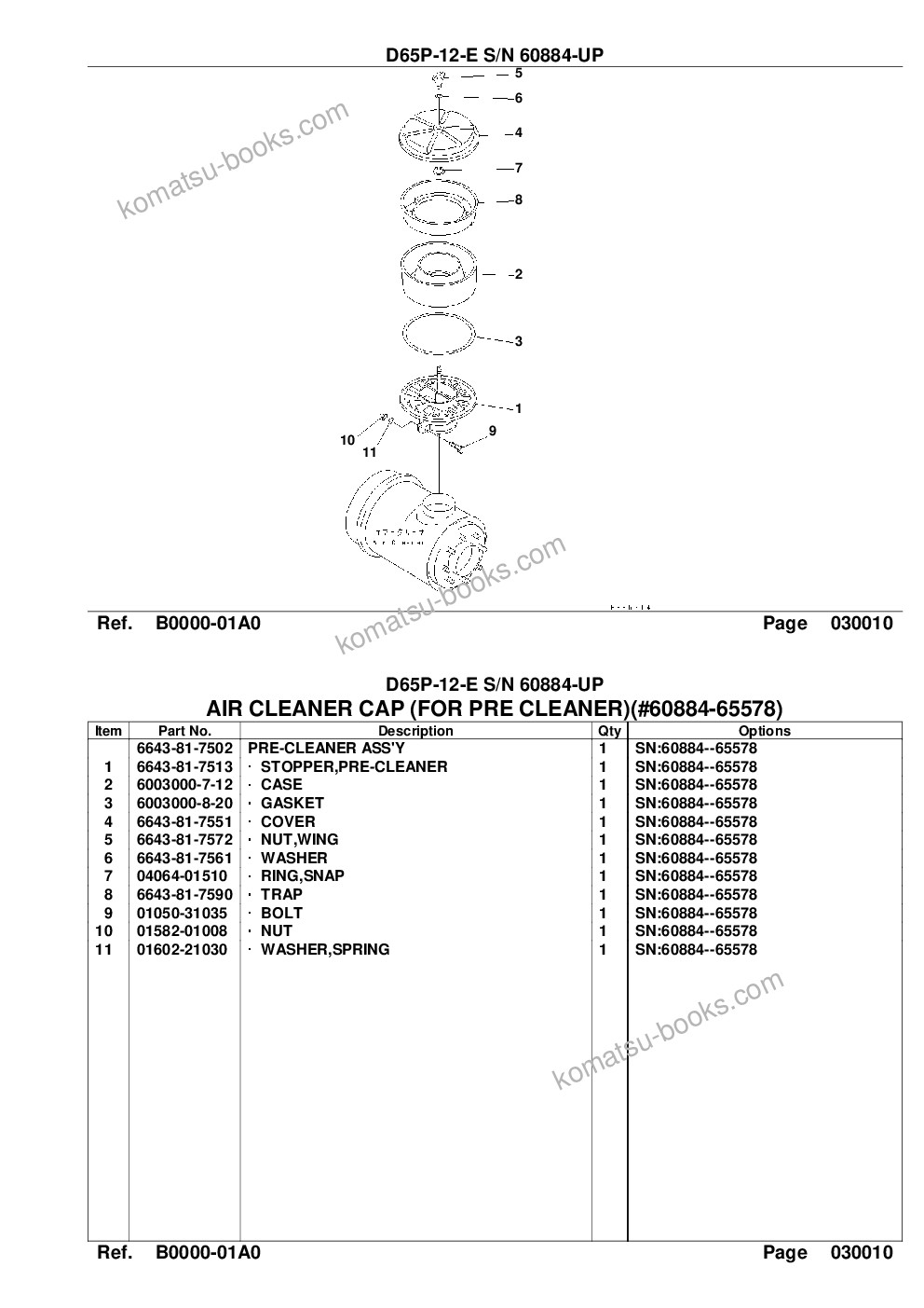 Komatsu d65p-12-e s/n 60884-up Parts catalog cover Page 3