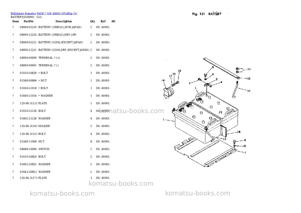 Komatsu d65p-7 s/n 40001-up Parts catalog cover Page 8