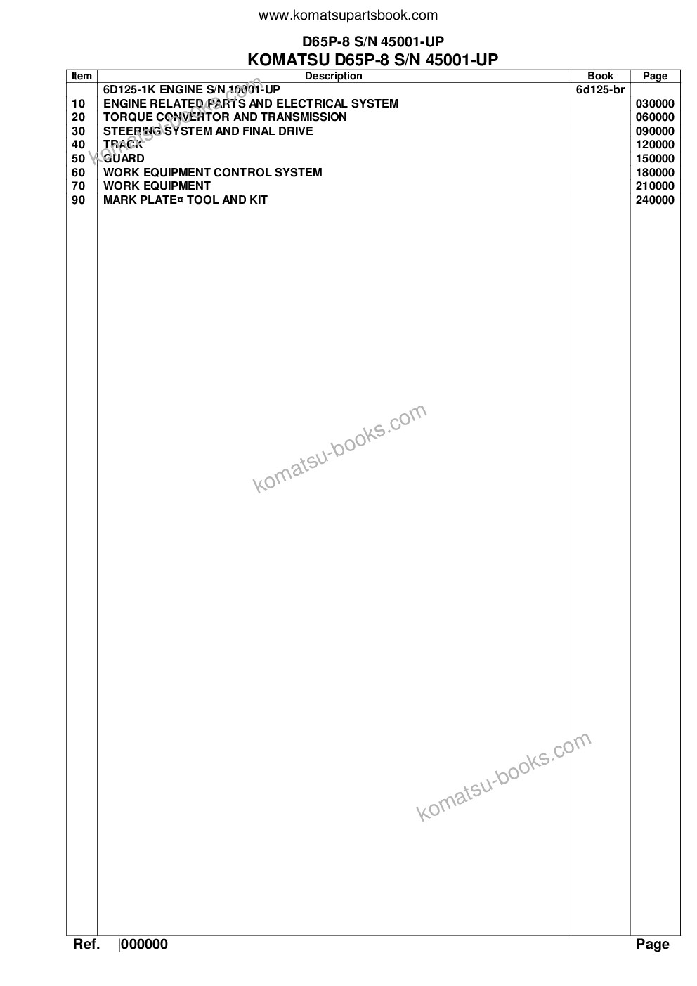 Komatsu D65P-8 S/N 45001-UP Parts catalog cover