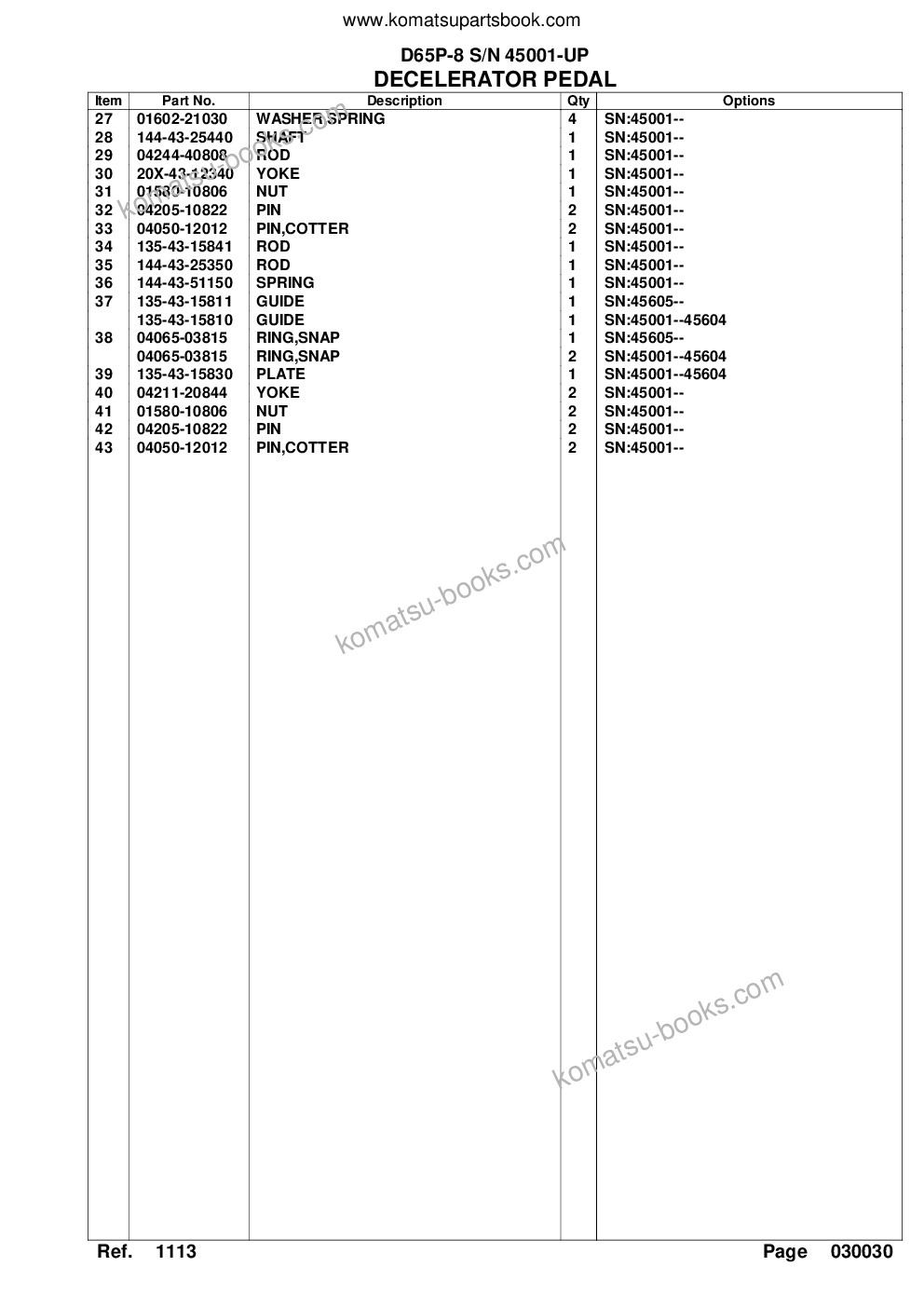 Komatsu D65P-8 S/N 45001-UP Parts catalog cover Page 7