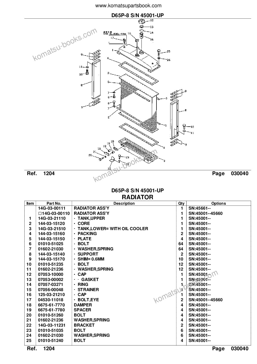 Komatsu D65P-8 S/N 45001-UP Parts catalog cover Page 8