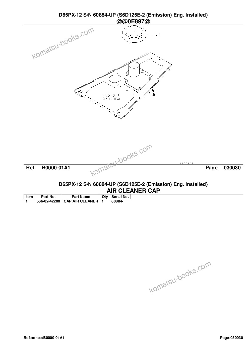 Komatsu d65px-12 s/n 60884-up s6d125e-2 emission eng. installed Parts catalog cover Page 5