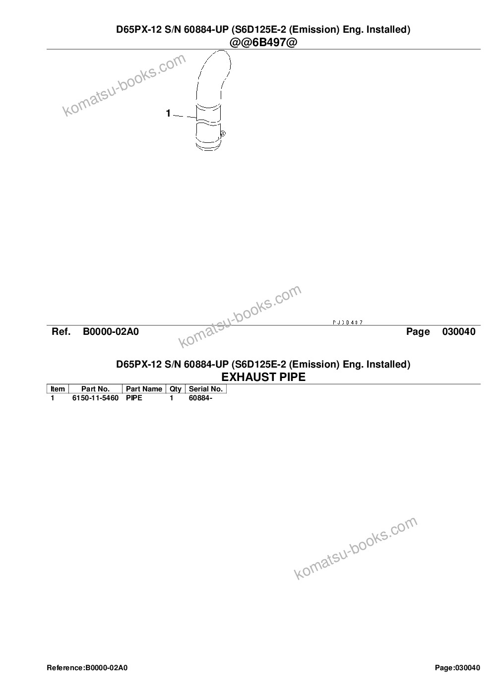 Komatsu d65px-12 s/n 60884-up s6d125e-2 emission eng. installed Parts catalog cover Page 6