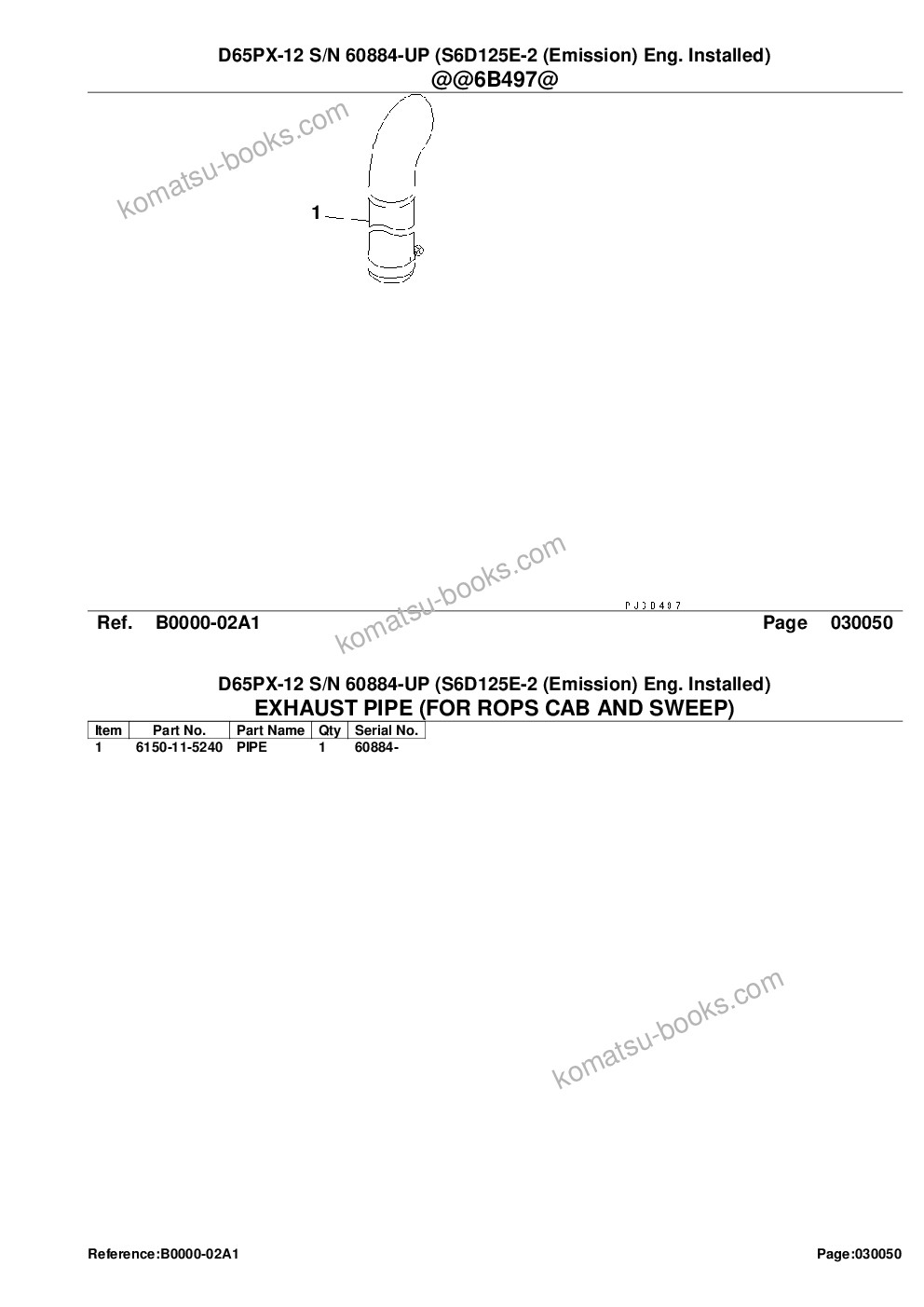 Komatsu d65px-12 s/n 60884-up s6d125e-2 emission eng. installed Parts catalog cover Page 7