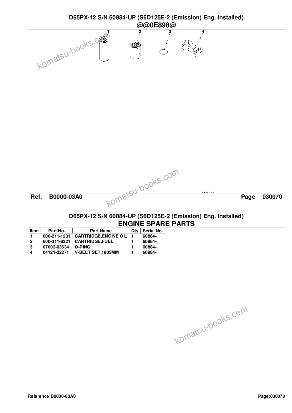 Komatsu d65px-12 s/n 60884-up s6d125e-2 emission eng. installed Parts catalog cover Page 9