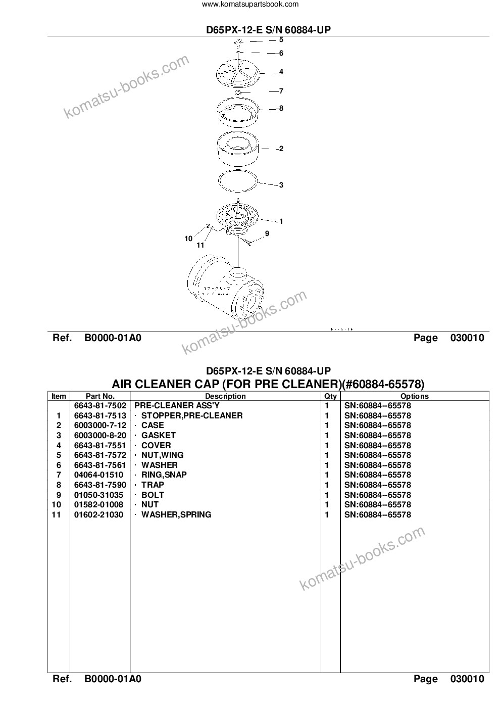 Komatsu d65px-12-e s/n 60884-up Parts catalog cover Page 3