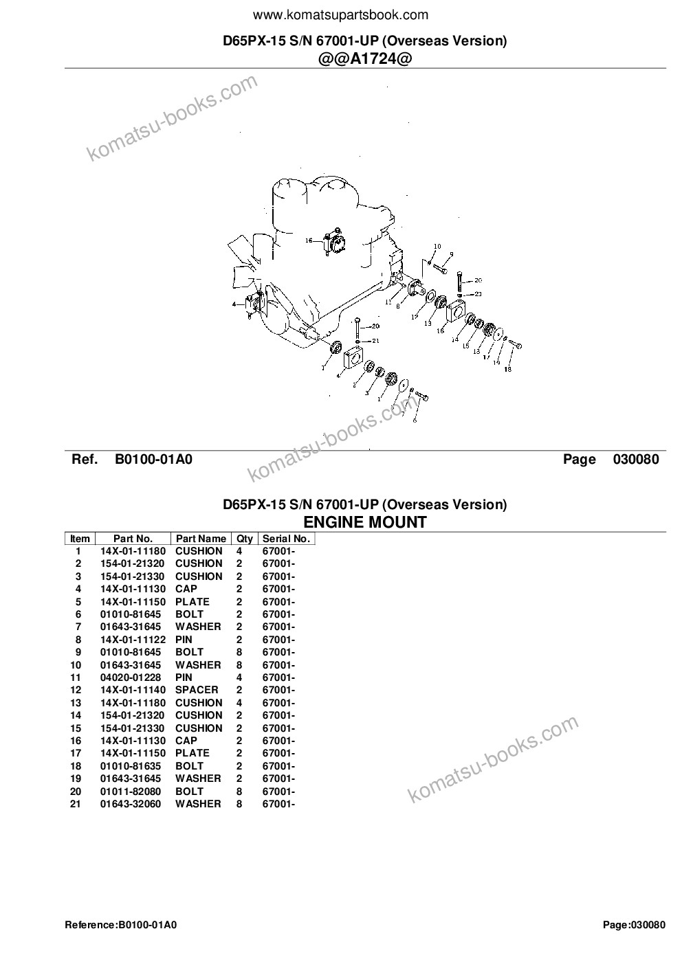 Komatsu D65PX-15 S/N 67001-UP (Overseas Version) Parts catalog cover Page 10 Komatsu D65PX-15 S/N 67001-UP (Overseas Version) Parts catalog cover Page 10