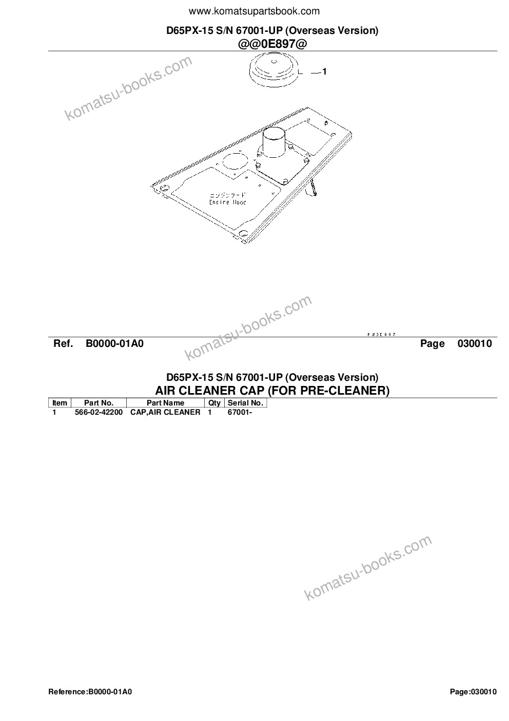 Komatsu D65PX-15 S/N 67001-UP (Overseas Version) Parts catalog cover Page 3 Komatsu D65PX-15 S/N 67001-UP (Overseas Version) Parts catalog cover Page 3