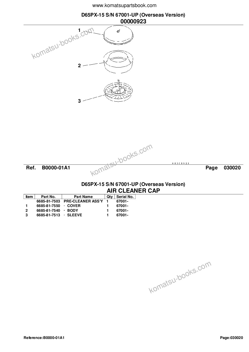 Komatsu D65PX-15 S/N 67001-UP (Overseas Version) Parts catalog cover Page 4 Komatsu D65PX-15 S/N 67001-UP (Overseas Version) Parts catalog cover Page 4