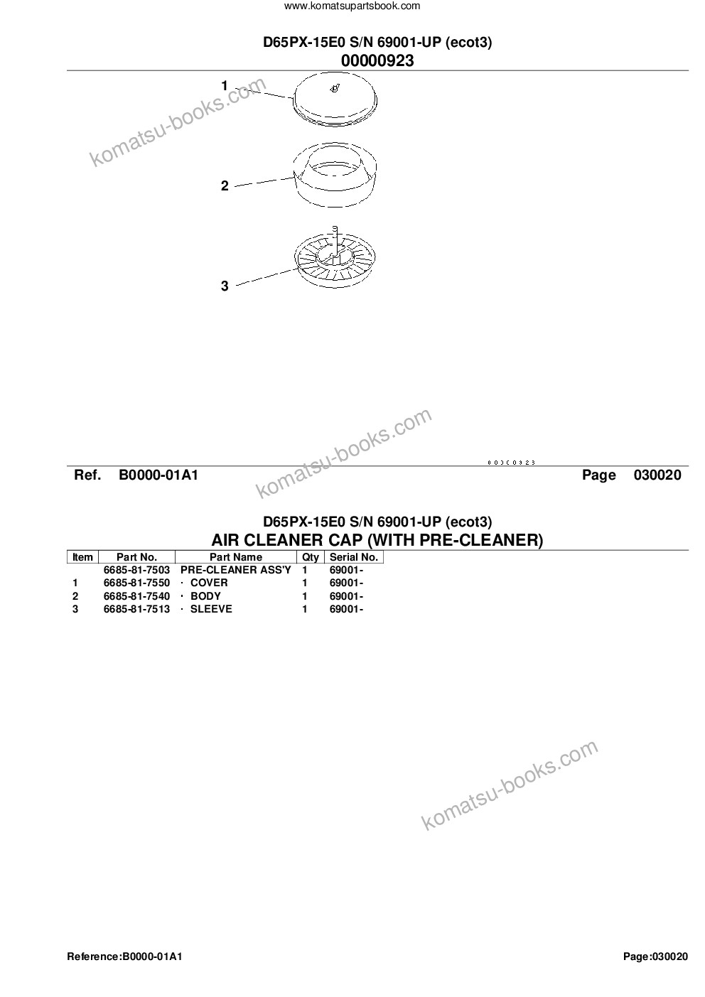 Komatsu d65px-15e0 s/n 69001-up ecot3 Parts catalog cover Page 4