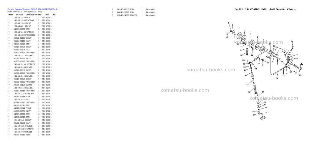 Komatsu d65s-8 s/n 45001-up Parts catalog cover