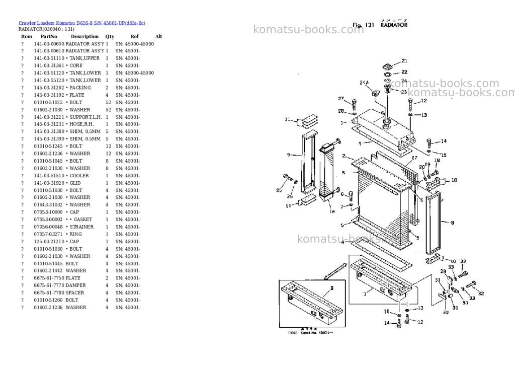Komatsu d65s-8 s/n 45001-up Parts catalog cover Page 3