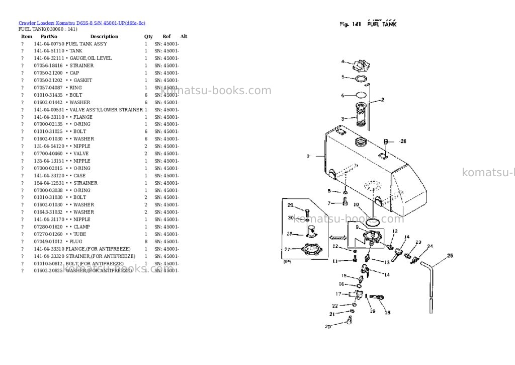 Komatsu d65s-8 s/n 45001-up Parts catalog cover Page 5