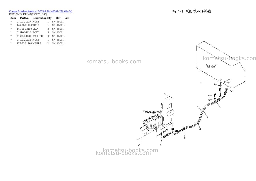 Komatsu d65s-8 s/n 45001-up Parts catalog cover Page 6