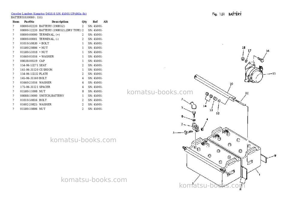 Komatsu d65s-8 s/n 45001-up Parts catalog cover Page 7