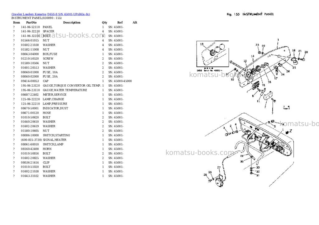Komatsu d65s-8 s/n 45001-up Parts catalog cover Page 8