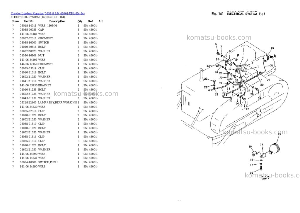 Komatsu d65s-8 s/n 45001-up Parts catalog cover Page 9