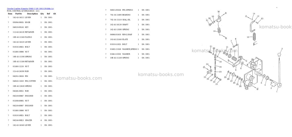 Komatsu d66s-1 s/n 1001-up Parts catalog cover