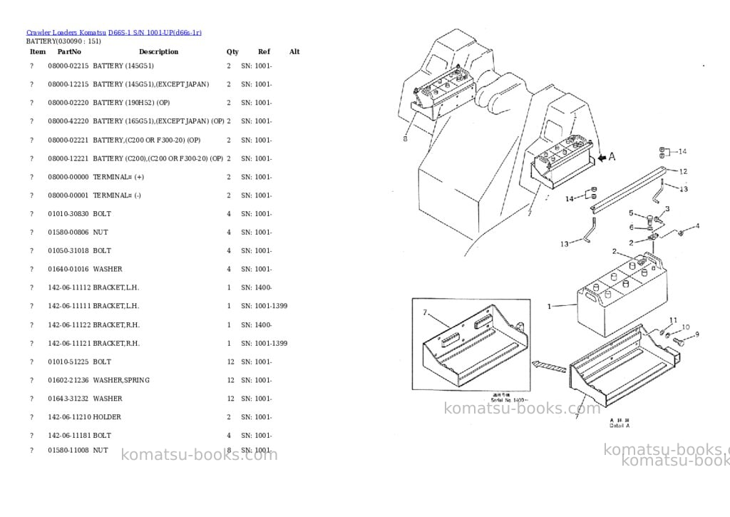 Komatsu d66s-1 s/n 1001-up Parts catalog cover Page 8