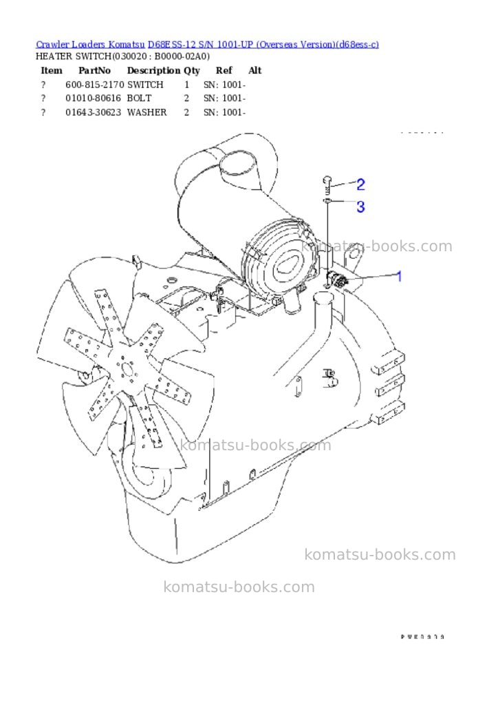 Komatsu d68ess-12 s/n 1001-up overseas version Parts catalog cover Komatsu d68ess-12 s/n 1001-up overseas version Parts catalog cover