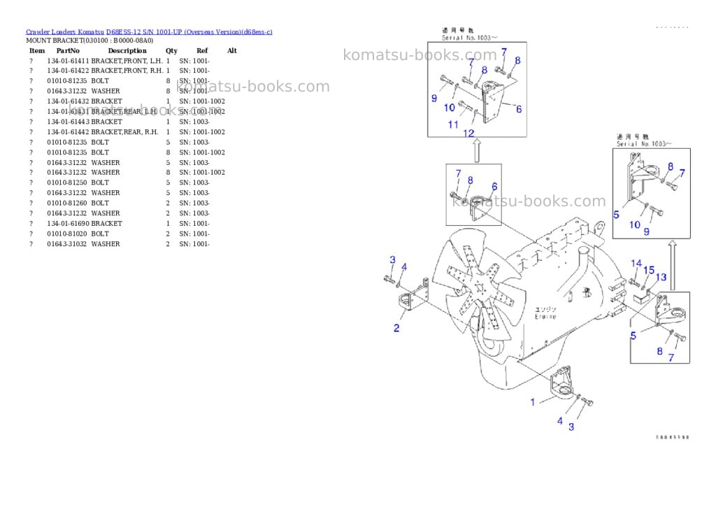 Komatsu d68ess-12 s/n 1001-up overseas version Parts catalog cover Page 9 Komatsu d68ess-12 s/n 1001-up overseas version Parts catalog cover Page 9